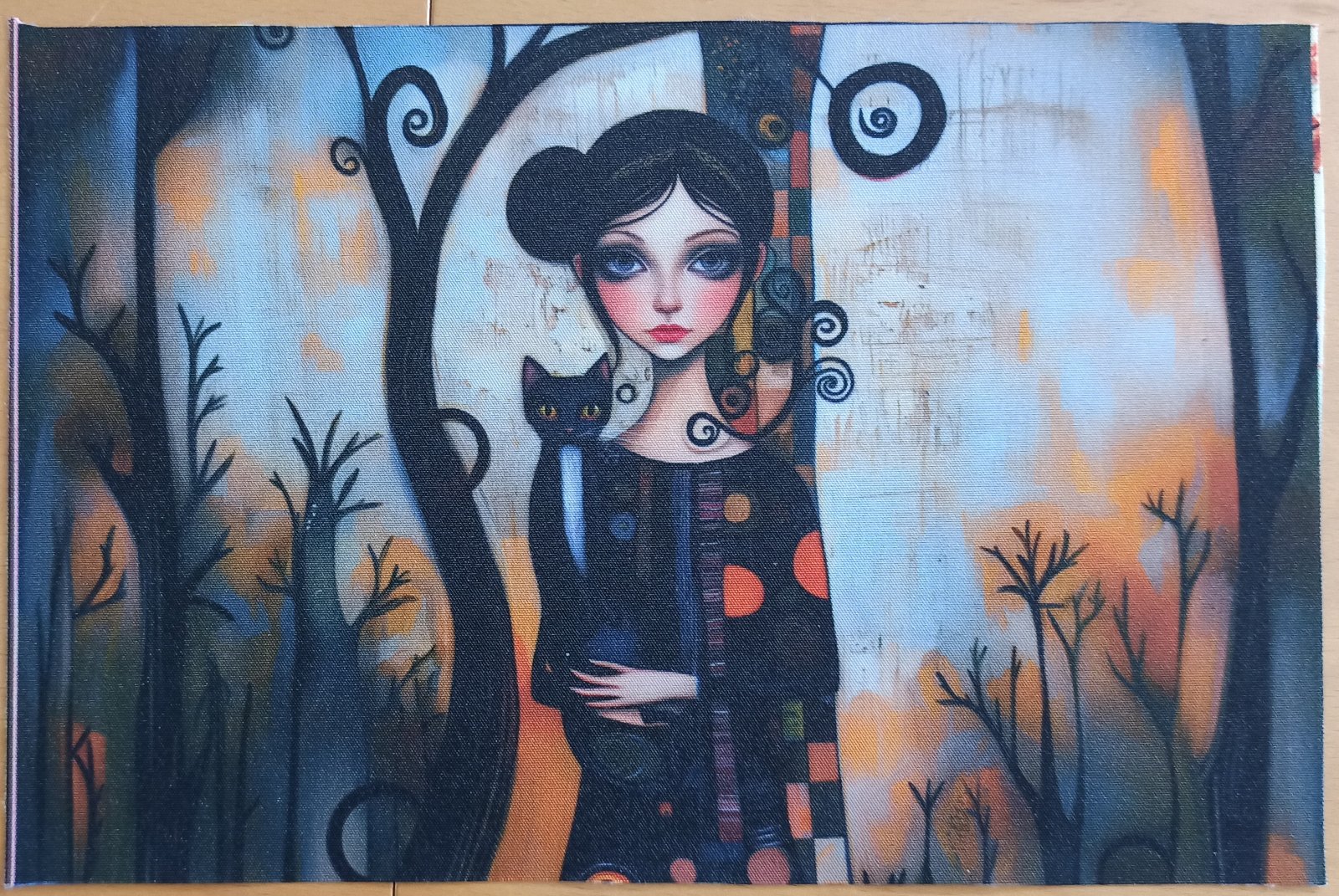 Kočárkovina PANEL 30x20 cm - Divka s kočkou