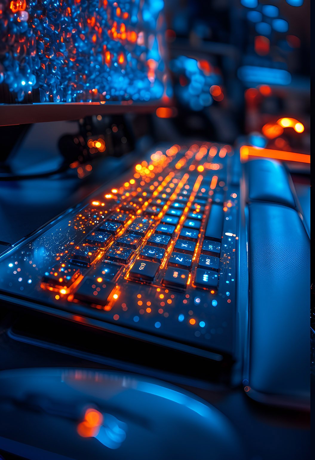 Bavlněný úplet - PANEL M - Oranž.klávesnice