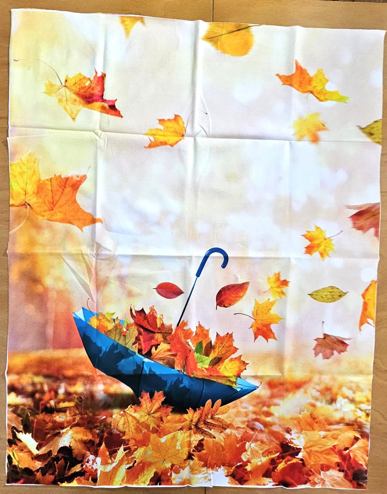 Bavlněný úplet TOP 180g - PANEL L 70 cm - Modrý deštník