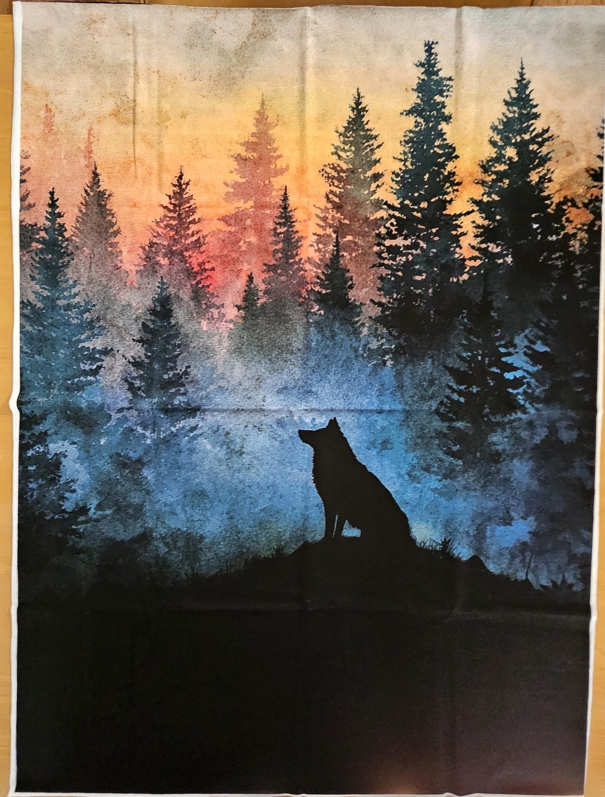 Bavlněný úplet TOP 180g - PANEL L 80 cm - Silueta vlka