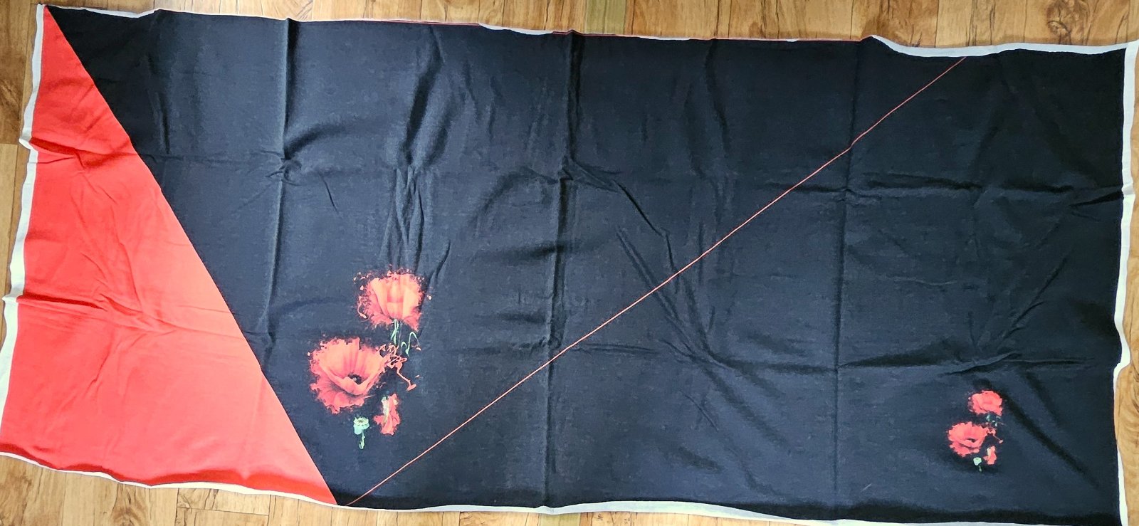 Teplákovina POČESANÁ 260g - PANEL na šátek s čepicí - máky
